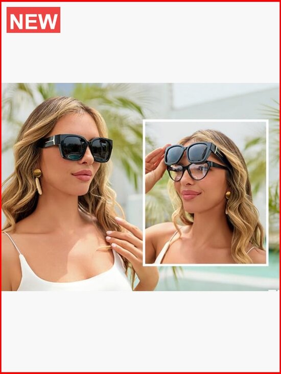 Polarized Square Sunglasses Over Glasses UV Protection Lightweight TR90 main image 4